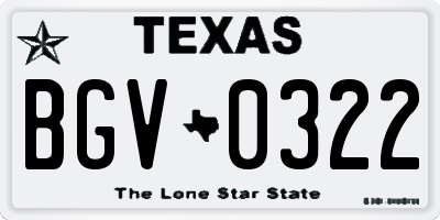 TX license plate BGV0322