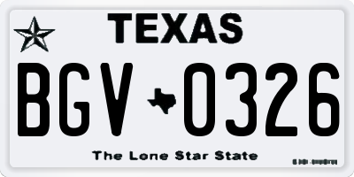 TX license plate BGV0326