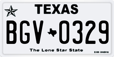 TX license plate BGV0329
