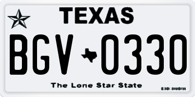 TX license plate BGV0330