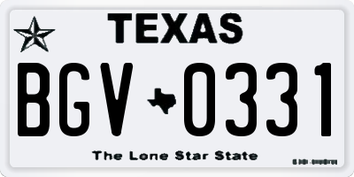TX license plate BGV0331
