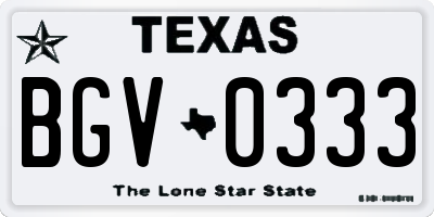 TX license plate BGV0333