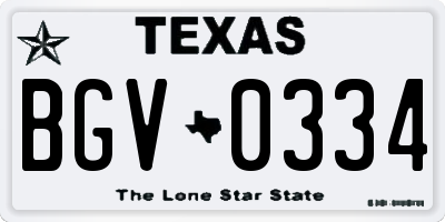 TX license plate BGV0334