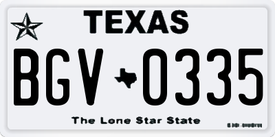 TX license plate BGV0335