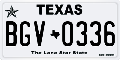 TX license plate BGV0336