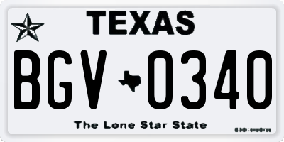 TX license plate BGV0340