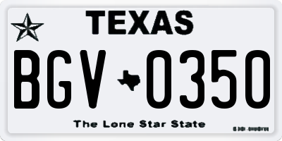 TX license plate BGV0350