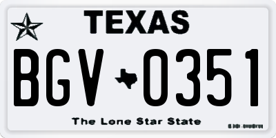 TX license plate BGV0351