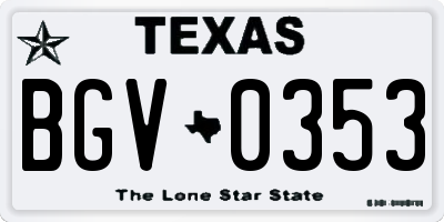 TX license plate BGV0353