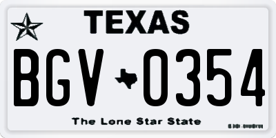TX license plate BGV0354