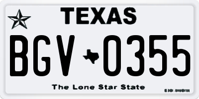 TX license plate BGV0355