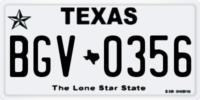 TX license plate BGV0356