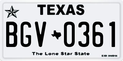 TX license plate BGV0361
