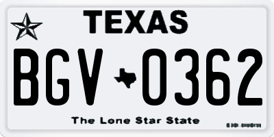 TX license plate BGV0362