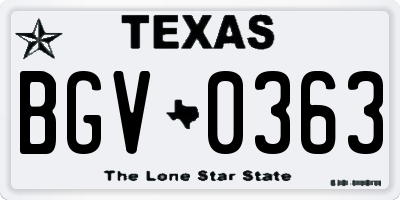 TX license plate BGV0363