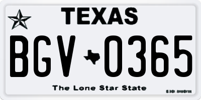 TX license plate BGV0365