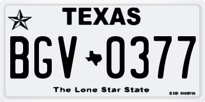 TX license plate BGV0377