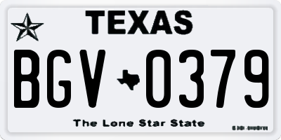 TX license plate BGV0379