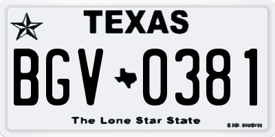 TX license plate BGV0381