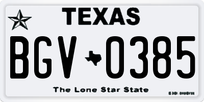 TX license plate BGV0385