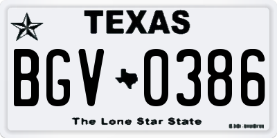 TX license plate BGV0386