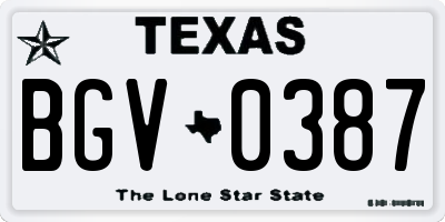 TX license plate BGV0387