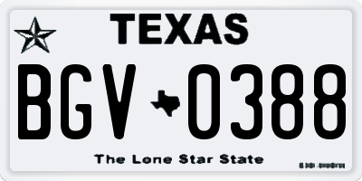 TX license plate BGV0388