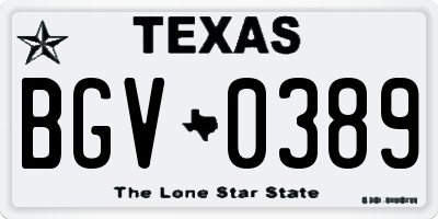 TX license plate BGV0389