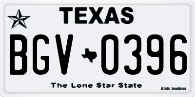 TX license plate BGV0396