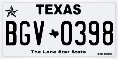 TX license plate BGV0398