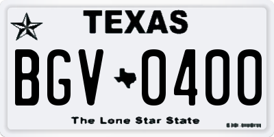 TX license plate BGV0400