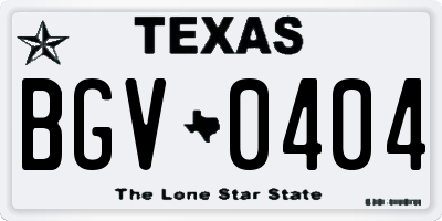 TX license plate BGV0404
