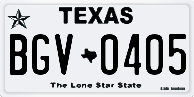 TX license plate BGV0405