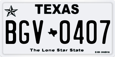 TX license plate BGV0407