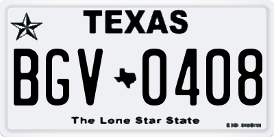 TX license plate BGV0408