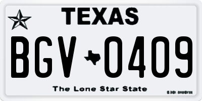 TX license plate BGV0409