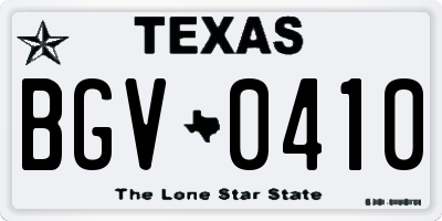 TX license plate BGV0410