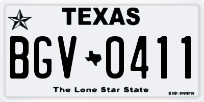 TX license plate BGV0411