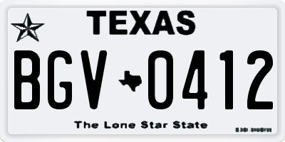 TX license plate BGV0412