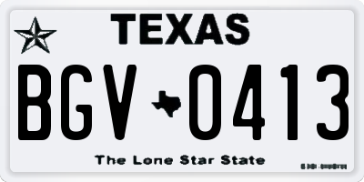 TX license plate BGV0413