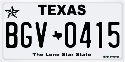 TX license plate BGV0415