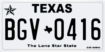 TX license plate BGV0416