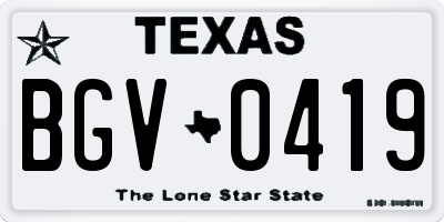 TX license plate BGV0419