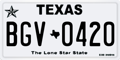 TX license plate BGV0420