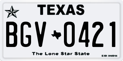 TX license plate BGV0421