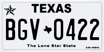 TX license plate BGV0422