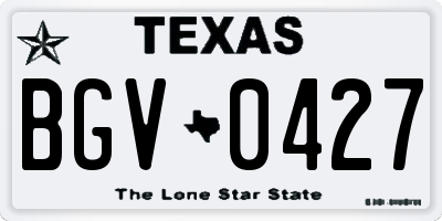 TX license plate BGV0427