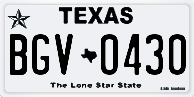 TX license plate BGV0430