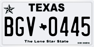 TX license plate BGV0445