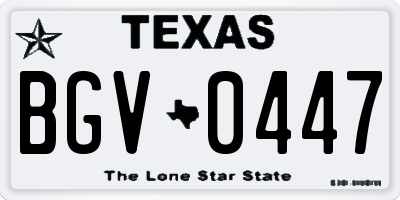 TX license plate BGV0447